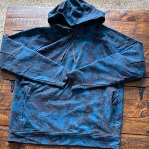 Lululemon Men’s Blue and Black Tie-Dye Hoodie